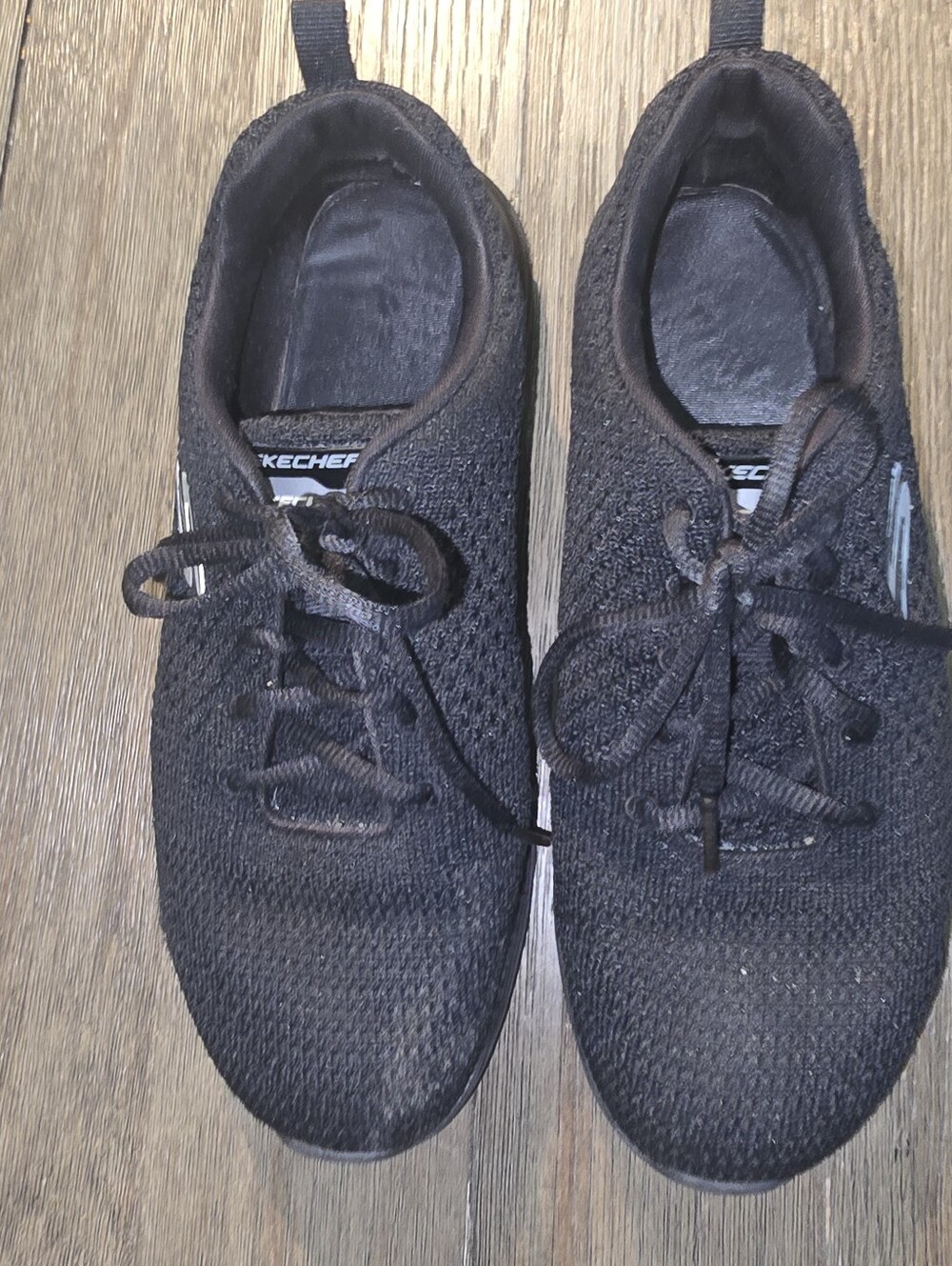 Skechers Black Knit Lace-Up Casual Sneakers